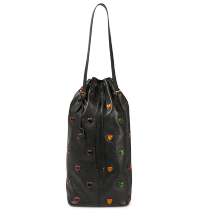 Shop Saint Laurent Seau Large Leather Bucket Bag In Nero/multicolor