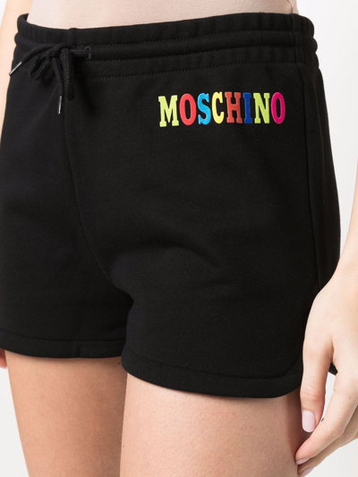 Shop Moschino Shorts Con Logo Multicolor In Black