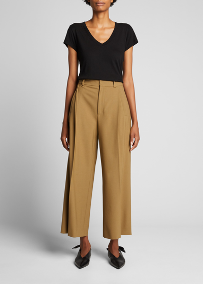 L'agence Becca Cotton V-neck Tee In Black