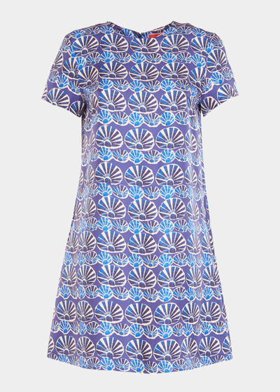 Shop La Doublej Mini Swing Shell-print Silk Dress In Conchiglie