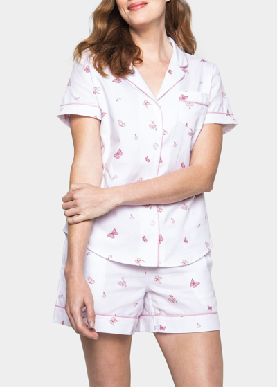 Shop Petite Plume Butterflies Short Pajama Set In White