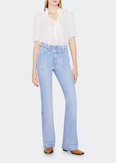 Shop Frame Double-button Flare-leg Jeans In Caye