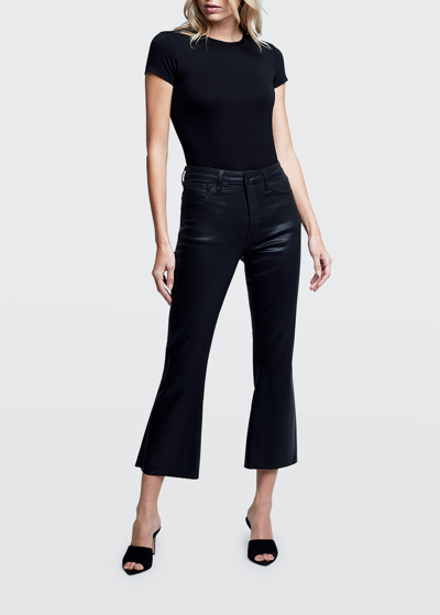Shop L Agence Kendra High-rise Crop Flare Jeans In Cappuccino