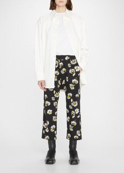 Shop R13 Floral-print Workwear Harem Pants In Daisy On Black