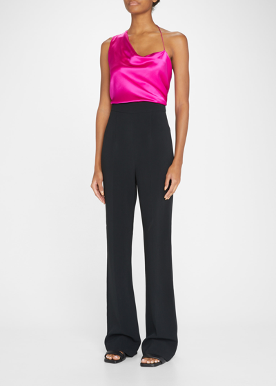 Shop Et Ochs Camila Draped Silk Top In Fuchsia