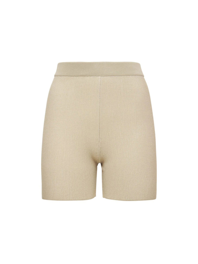 Shop Jacquemus Arancia Knitted Shorts In Beige