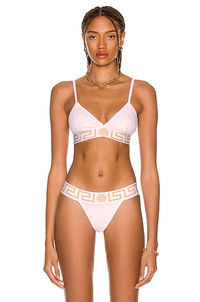 Versace Greca Border Triangle Bralette In Candy