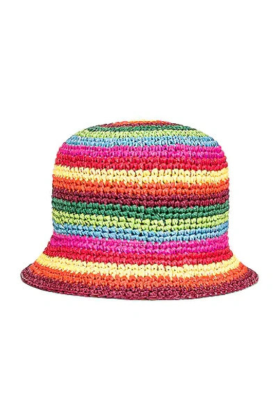 Shop Valentino Crochet Enamel V Bucket Hat In Multicolor