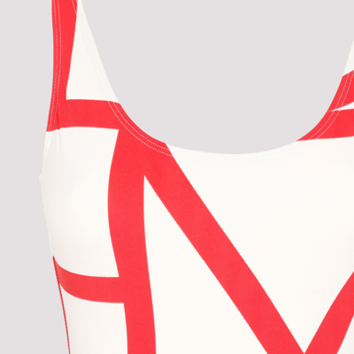 Shop Totême Monogram Swimsuit Swimwear In Red