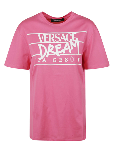 Shop Versace Dream T-shirt In Fuchsia/white