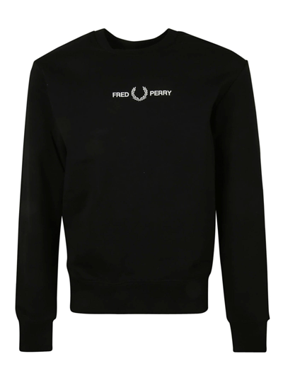 Shop Fred Perry Embroidered Sweatshirt In Black