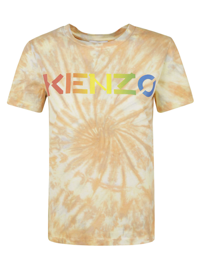 Shop Kenzo Logo Tie Dye T-shirt In Peach