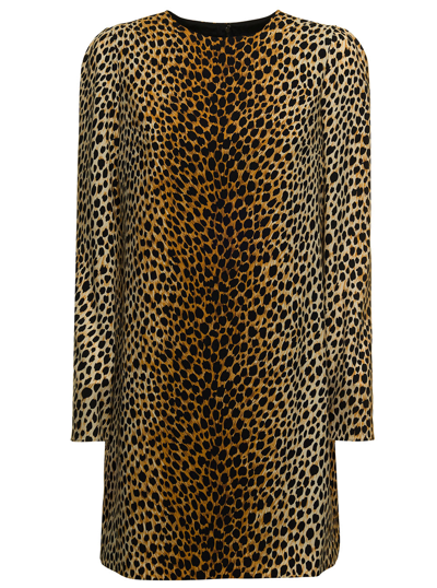 Shop Dolce & Gabbana Womans Animalier Printed Silk Charmeuse Dress In Brown