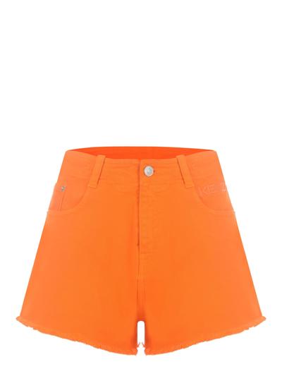 Shop Kenzo Shorts  In Denim In Arancio