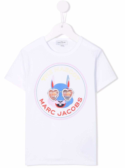 Shop Marc Jacobs Jacobs Girl White Cotton T-shirt With Marc Logo Print