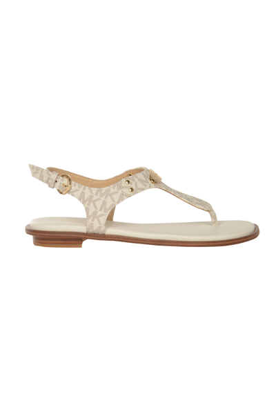Shop Michael Kors Plate Thong Sandals In Vanilla