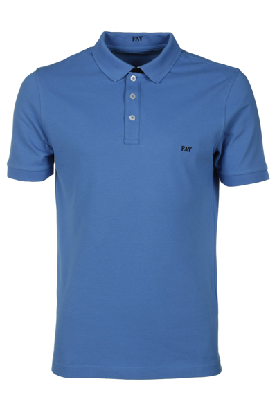 Shop Fay Slim Fit Logo Embroidered Polo Shirt In Azzurro