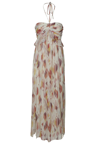 Shop Dondup Ruffle Detail Wrap Dress In Bianco