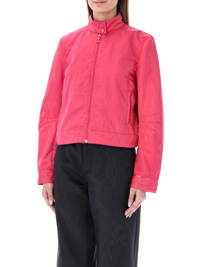 Shop Marine Serre Boxy Moire Track Jacket In Pink