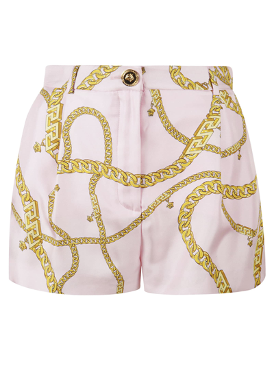 Shop Versace Chain Shorts In Pink