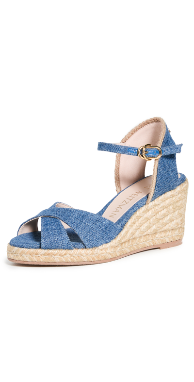 Shop Stuart Weitzman Mirela Espadrille Wedges In Washed/ Natural