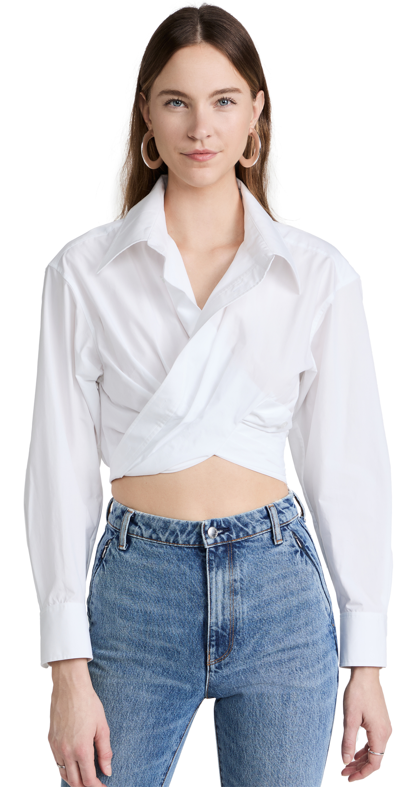 Shop Alexander Wang T Cross Front Cropped Shirt In White