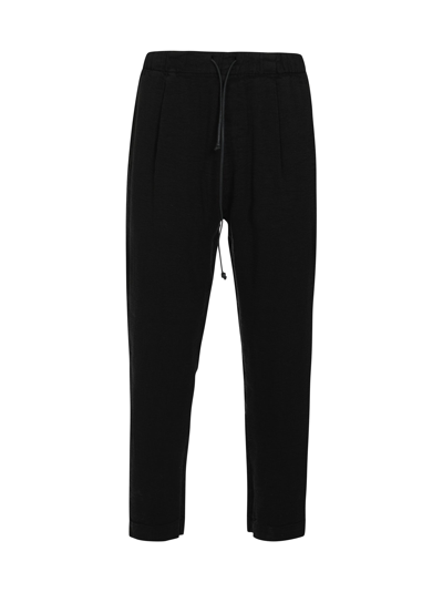 Shop Transit Cropped Trousers In Textured Stretch Fabric Of Linen And Viscose In Black
