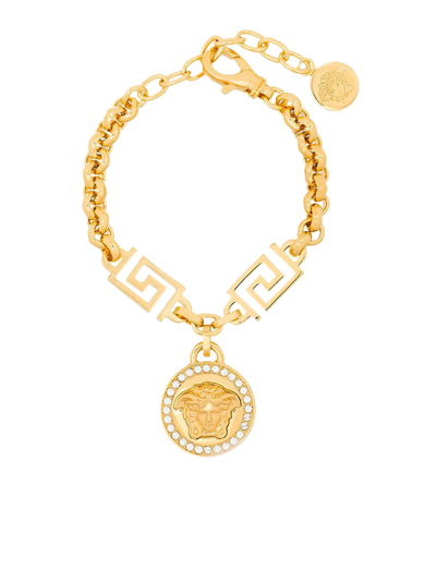 Shop Versace Medusa-charm Rolo-chain Bracelet In Metallic