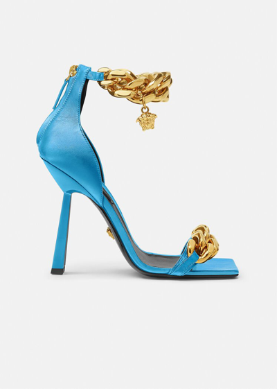 Shop Versace Medusa Chain High Heel Sandals, Female, Blue, 41