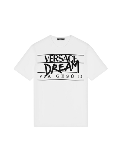 Shop Versace T-shirt With Dream Logo In White