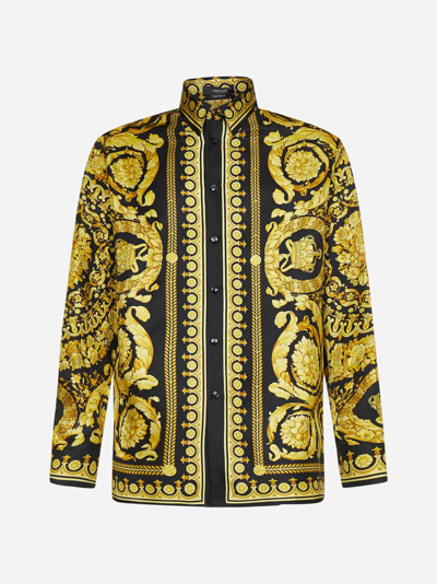 Shop Versace Barocco Print Silk Shirt