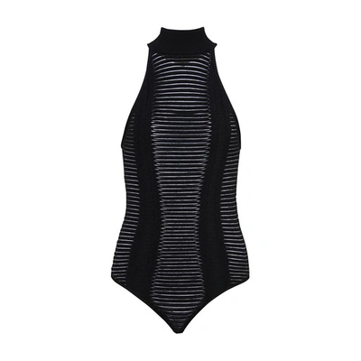 Shop Balmain Knit Bodysuit In 0pa Noir