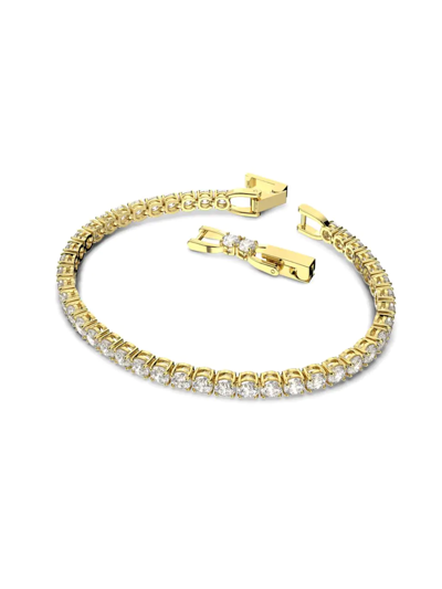 Shop Swarovski Women's Tennis Deluxe Goldplated Crystal Bracelet In Neutral