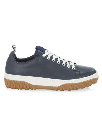 Shop Thom Browne Men's Court Cable Knit Sole Sneakers In Navy
