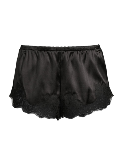 Shop Dolce & Gabbana Women's Elasticized Silk & Lace Shorts In Nero