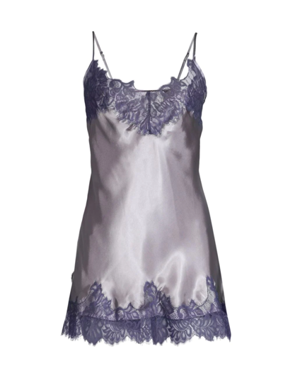 Shop In Bloom Women's Lace-trim Satin Chemise In Sterling Grey