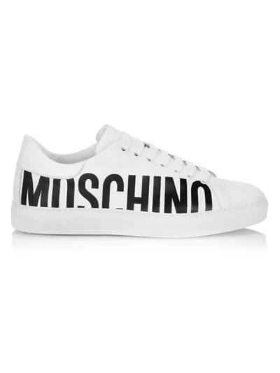 Shop Moschino Men's Low-top Logo Sneakers In Bianco