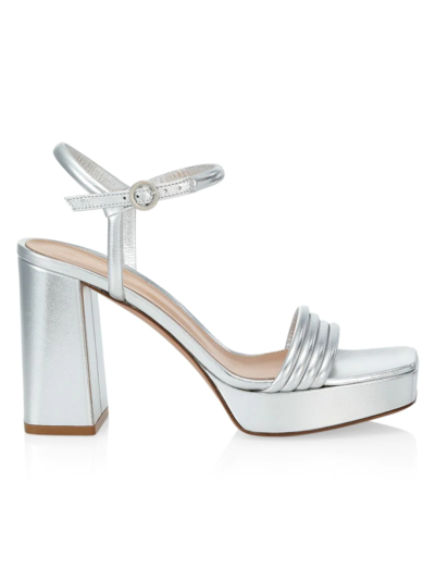 Shop Gianvito Rossi Women's Lena Metallic Leather Platform Sandals In Silver