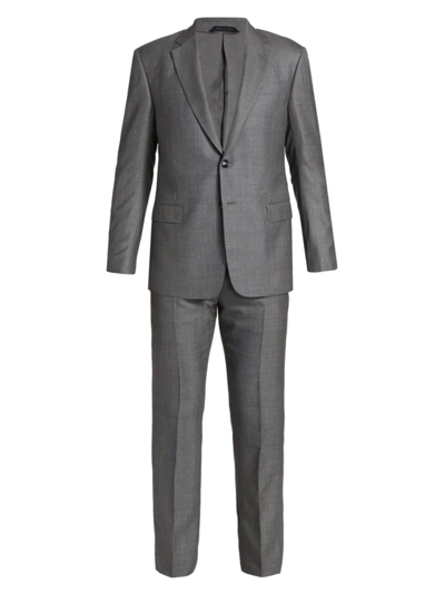 Shop Giorgio Armani Men's Wool & Silk Plaid 2-piece Suit In Light Grey