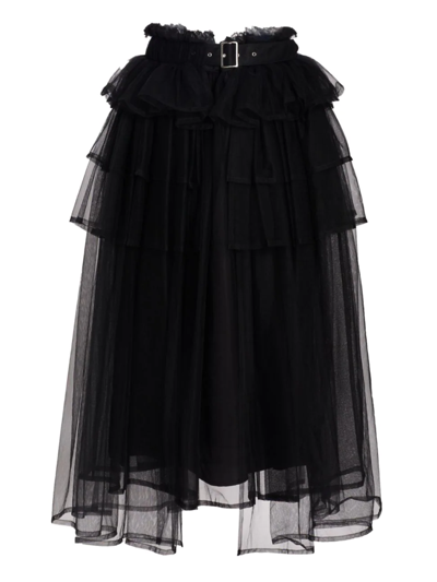 Shop Noir Kei Ninomiya Belted Tulle Skirt In Black