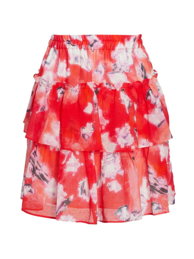 Shop Iro Women's Andri Floral Cotton, Silk, & Linen Skirt In Mixed Red