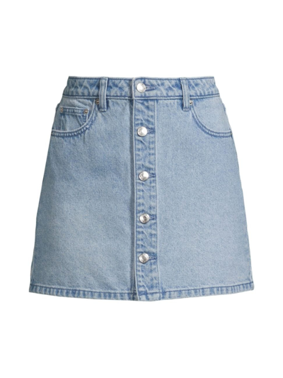 Michael Michael Kors Button front A line Denim Mini Skirt In Bluehazews ModeSens