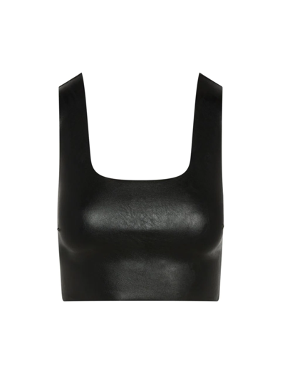 Shop Commando Women's Cropped Faux Leather Top In Black
