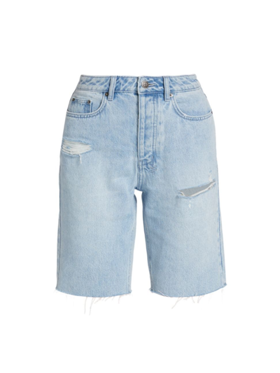 Shop Ksubi Brooklyn Distressed Denim Long Shorts