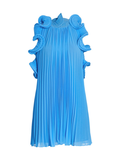 Shop Amur Women's Mimi Plissé Minidress In Aquarius Blue