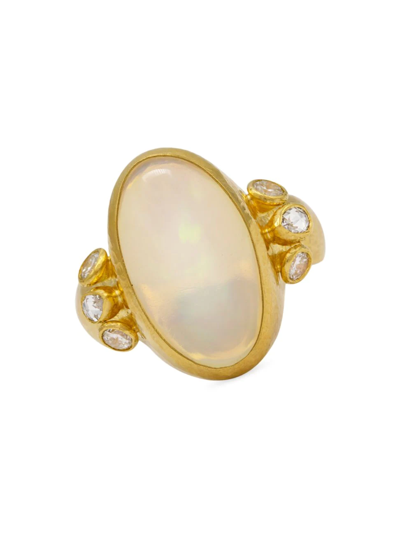 Shop Gurhan 24k Yellow Gold, Ethiopian Opal, And Diamond Ring