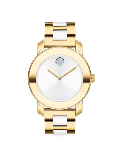 Shop Movado Women's Bold Iconic Goldplated & White Ceramic Watch