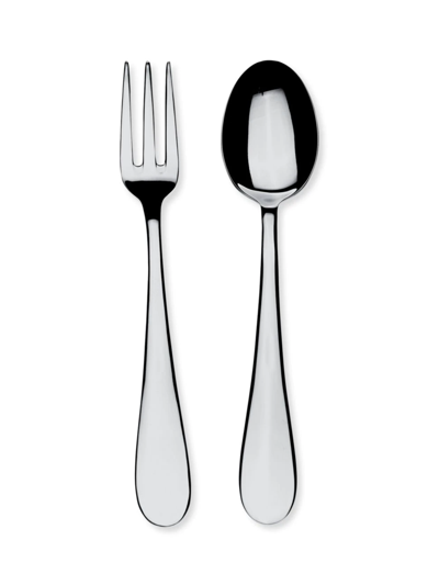 Shop Mepra Natura 2-piece Fork & Spoon Serving Set In Silver