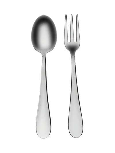 Shop Mepra Natura 2-piece Fork & Spoon Serving Set In Silver