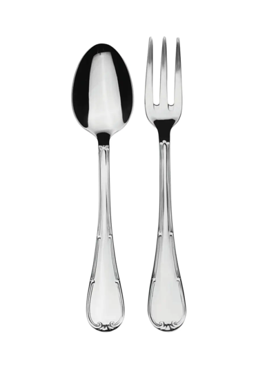Shop Mepra Raffaello 2-piece Fork & Spoon Serving Set In Silver